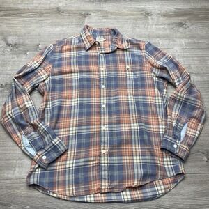 Faherty Brand Shirt Mens Large Blue Plaid Flannel Long Sleeve Button Up Casual